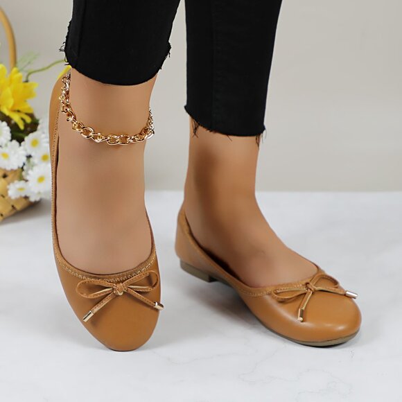 Women's Cushioned Insole Classic Bow Tie Ballerina Flat - Picture 4 of 10